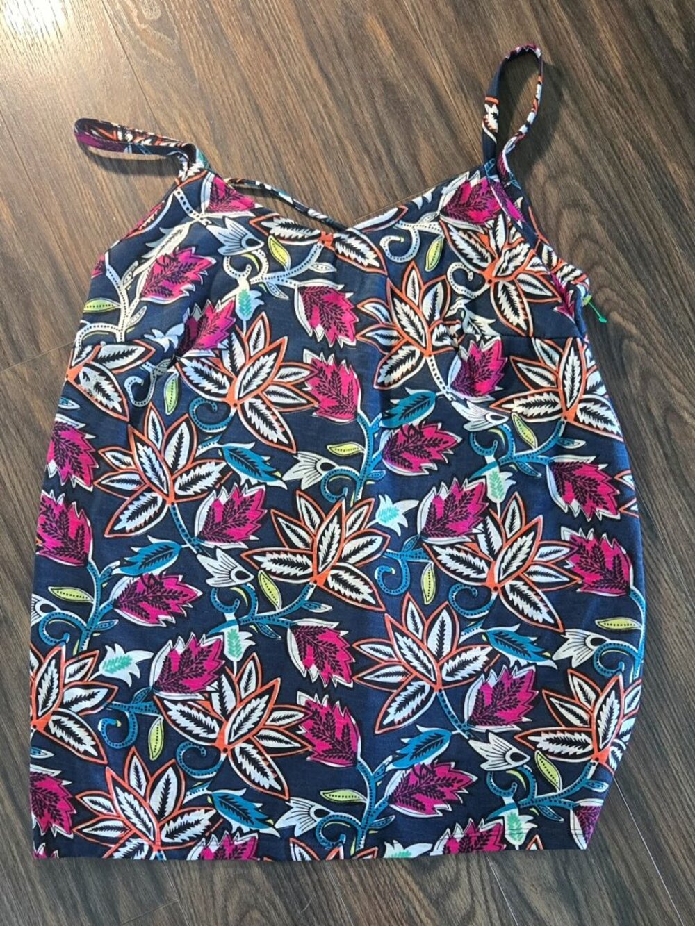 Casual Classic Tropical Floral Print Tunic Tank w/ Racer Back Straps NWOT/14W